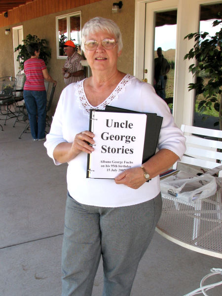2007-07-27 Sophora displays one of the bound copies of Uncle George Stories